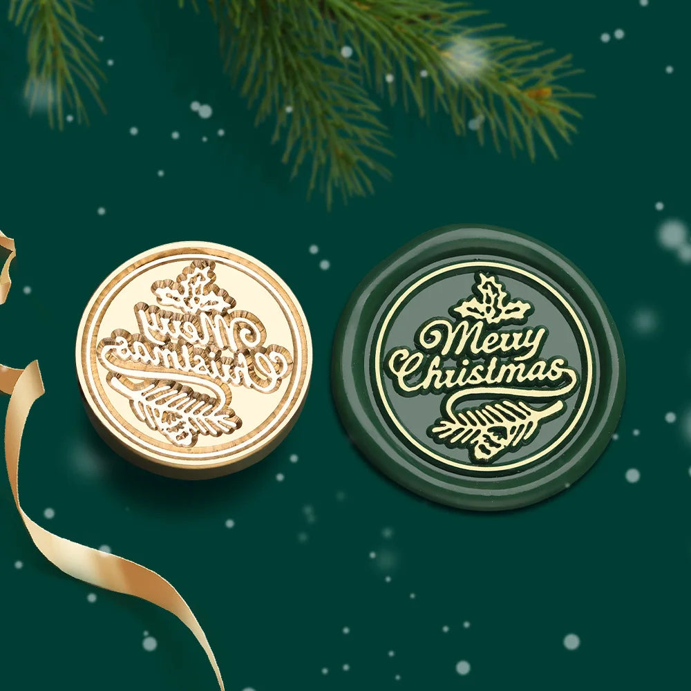 Christmas Series Wax Seal Stamps Vintage Merry Christmas Tree Snowflake Head For DIY Festival Gift Wrapping Cards Scrapbooking