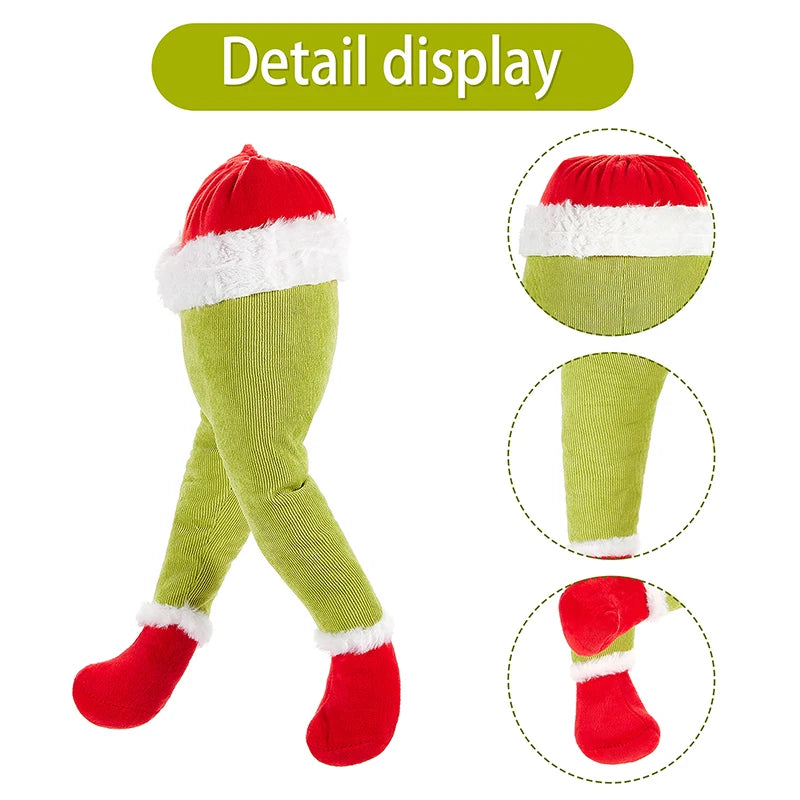 Christmas Tree Thief Garland Prosthetic Leg Jolly Santa Claus Wreath Decoration for Fireplaces/Door/Garden/Yard Hanging Pendant