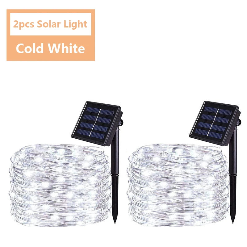 LED Fairy String Lights Waterproof Outdoor Garland Solar Power Holiday Christmas Lamp For Garden Party Tree Decoration