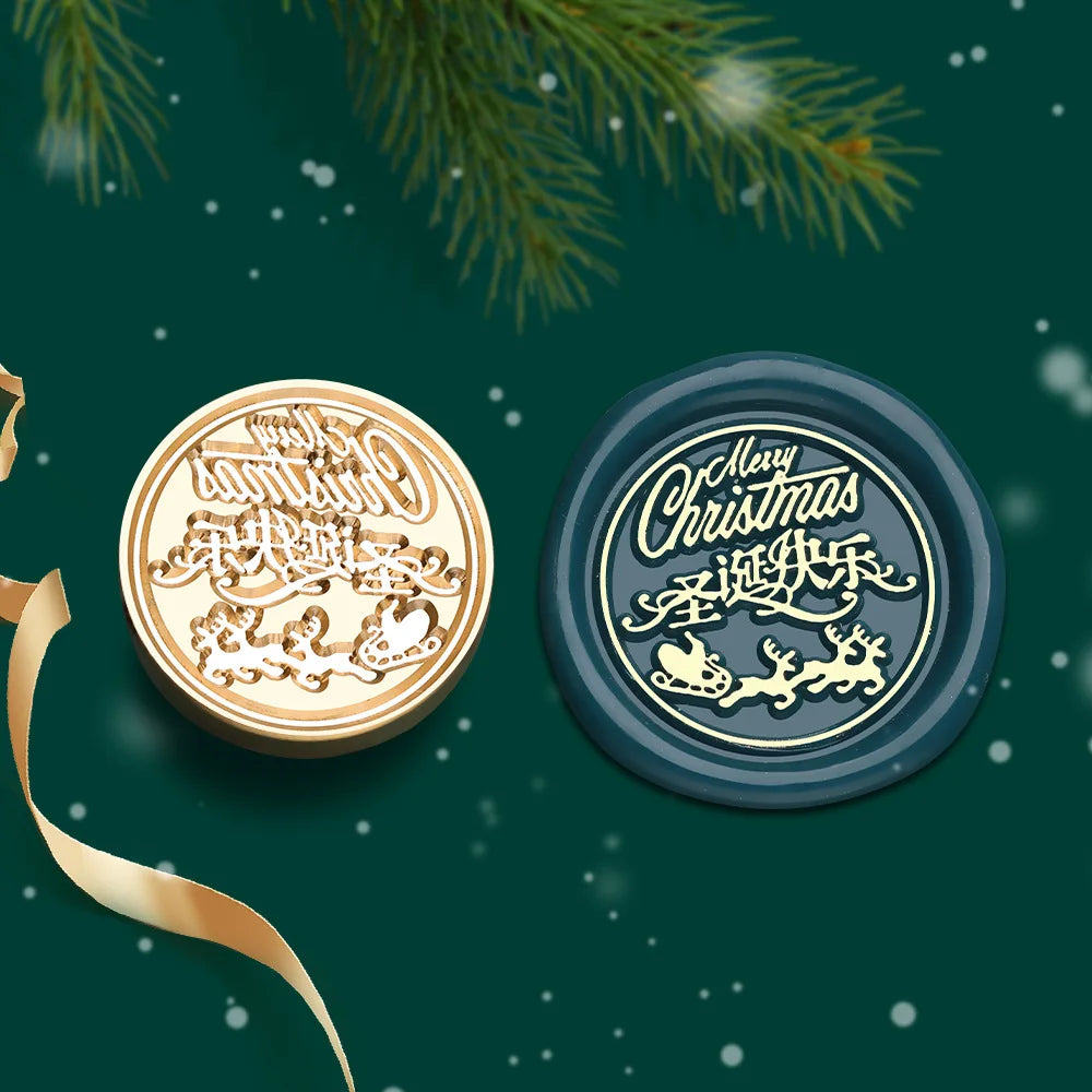 Christmas Series Wax Seal Stamps Vintage Merry Christmas Tree Snowflake Head For DIY Festival Gift Wrapping Cards Scrapbooking