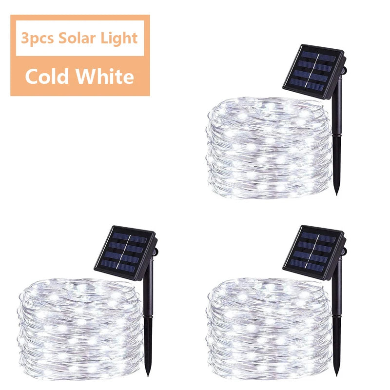 LED Fairy String Lights Waterproof Outdoor Garland Solar Power Holiday Christmas Lamp For Garden Party Tree Decoration