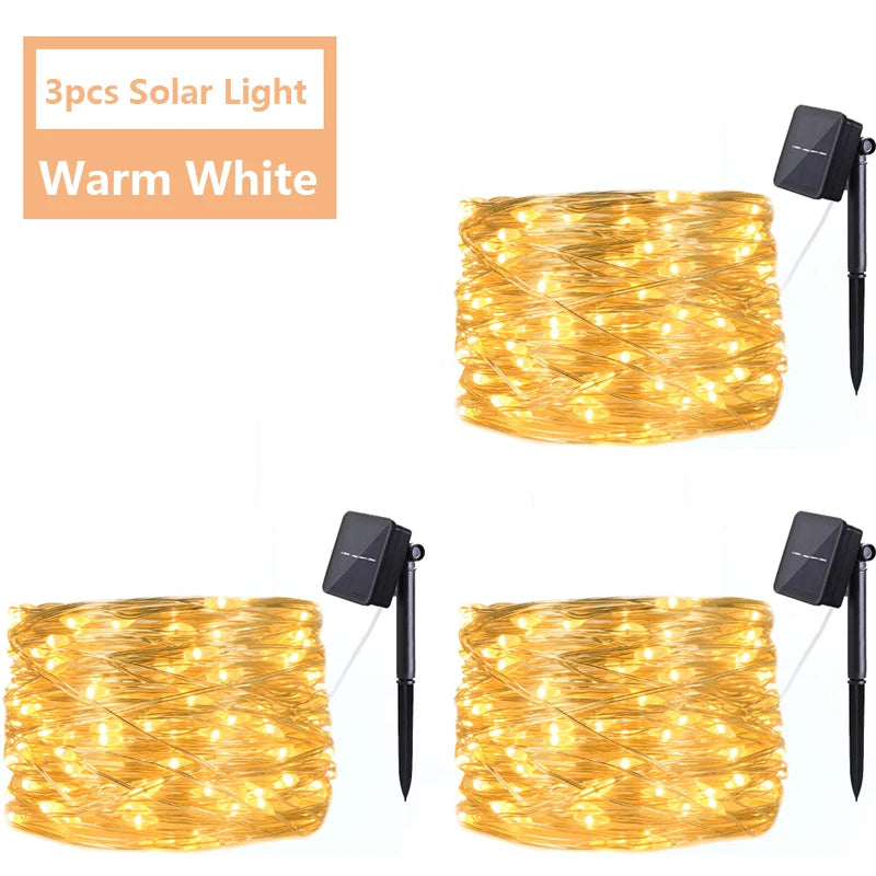 LED Fairy String Lights Waterproof Outdoor Garland Solar Power Holiday Christmas Lamp For Garden Party Tree Decoration