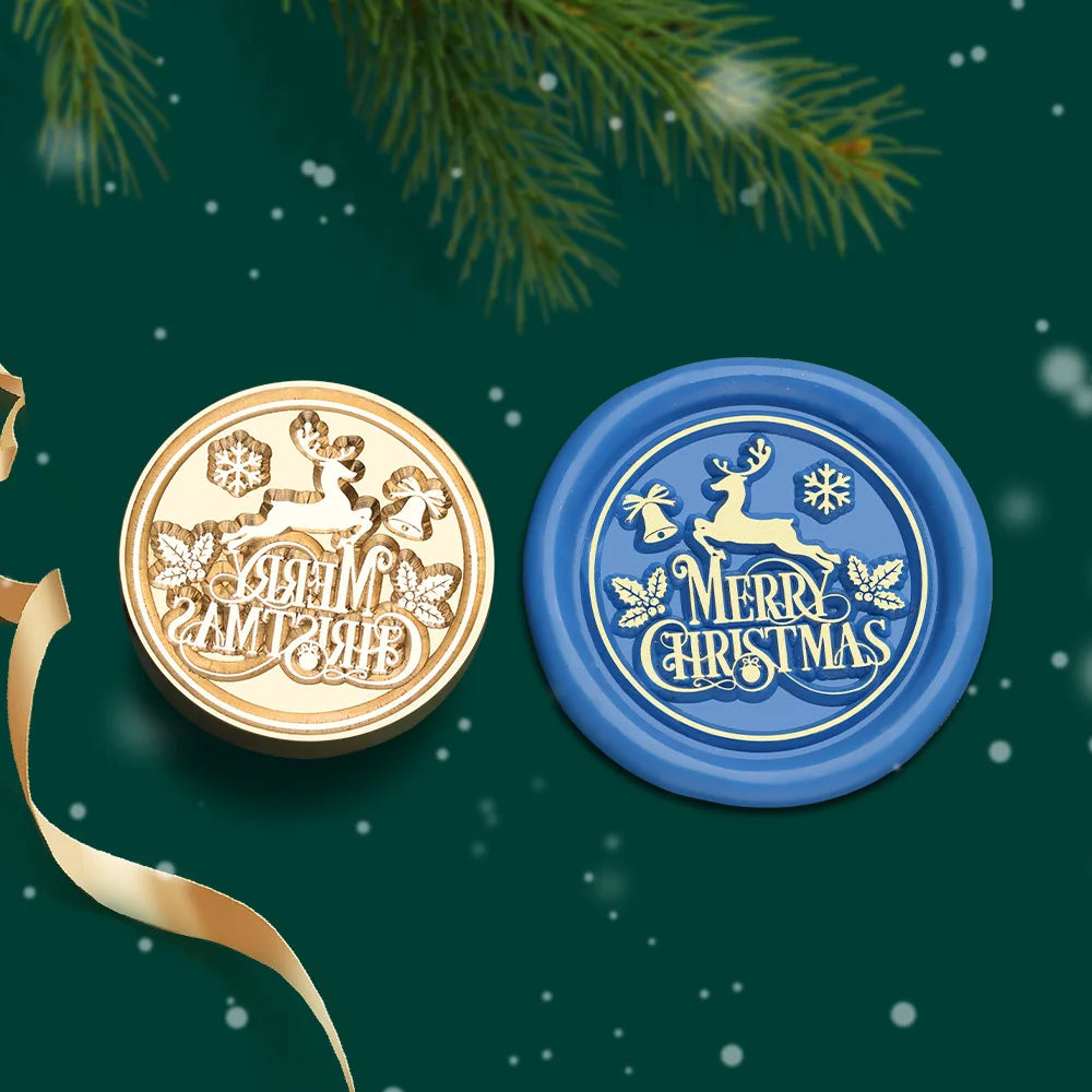 Christmas Series Wax Seal Stamps Vintage Merry Christmas Tree Snowflake Head For DIY Festival Gift Wrapping Cards Scrapbooking