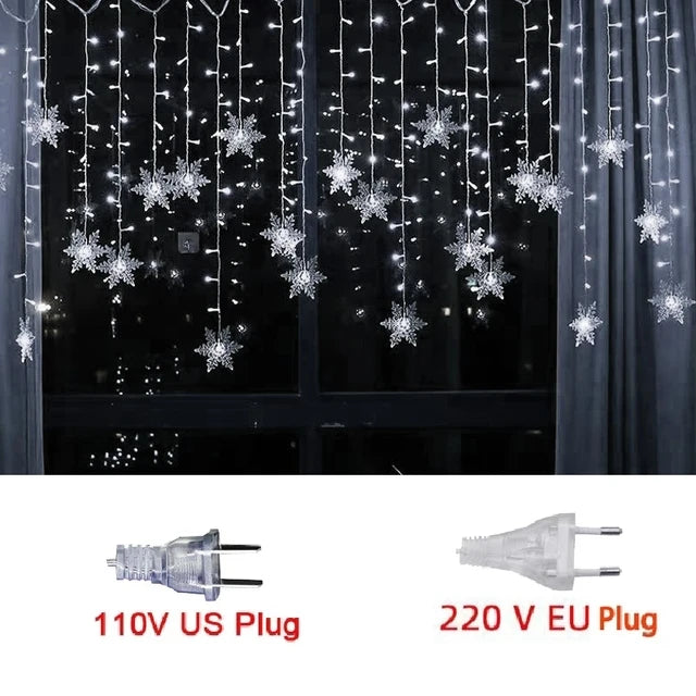 Christmas Lights Outdoor Decoration Hanging Led Snowflake Lights Curtain String Lights Party Garden Eaves Decoration.