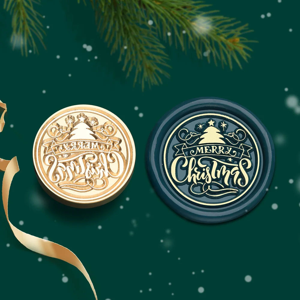 Christmas Series Wax Seal Stamps Vintage Merry Christmas Tree Snowflake Head For DIY Festival Gift Wrapping Cards Scrapbooking