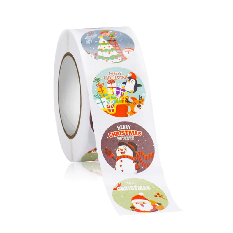 100-500Pcs Merry Christmas Stickers Christmas Theme Seal Labels Stickers For DIY Gift Baking Package Envelope Stationery Decor