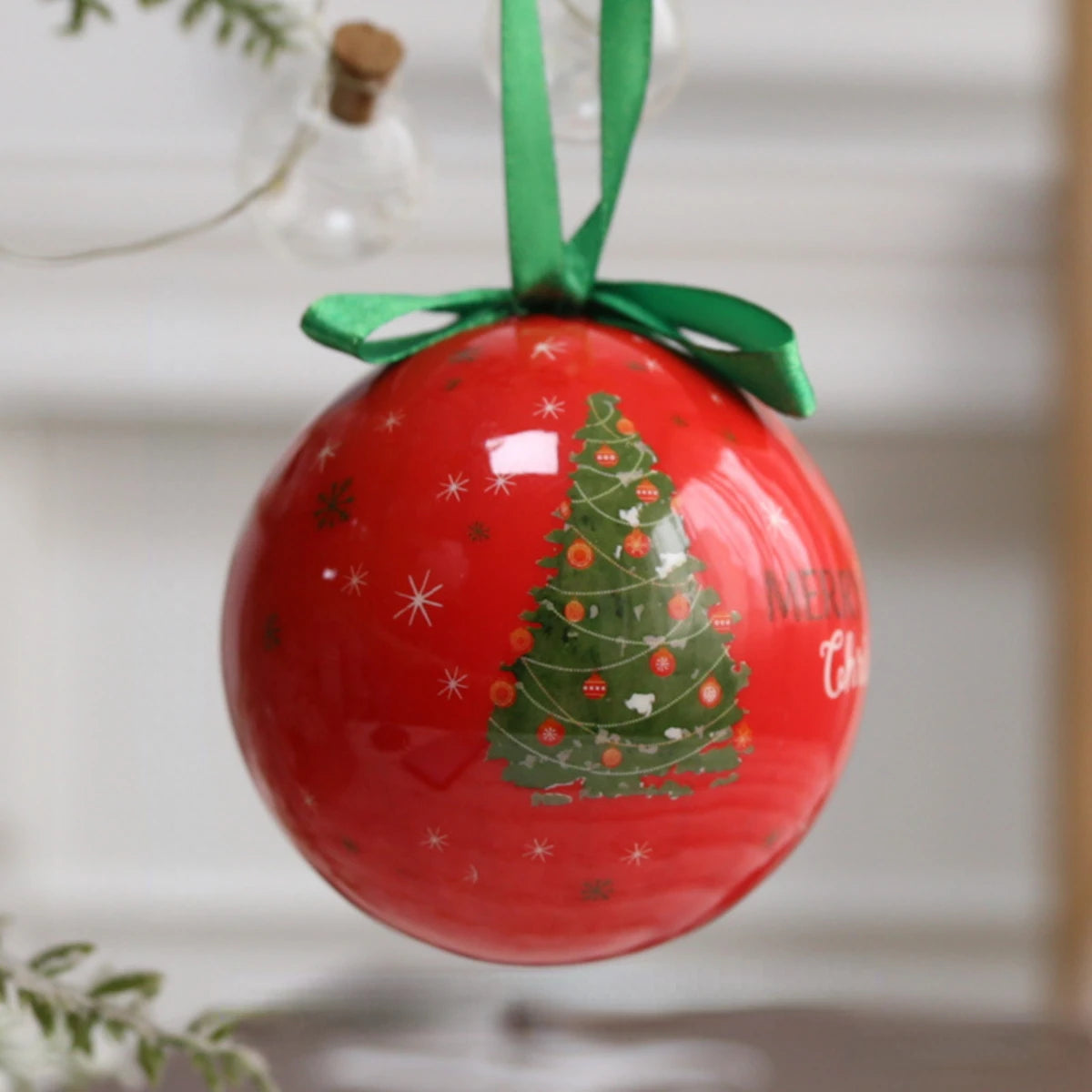 8cm 1pc Christmas Ball Decoration Xmas Tree Ornaments Pendant Elk Santa Snowman Pattern Hanging Balls Home New Year Gift Navidad