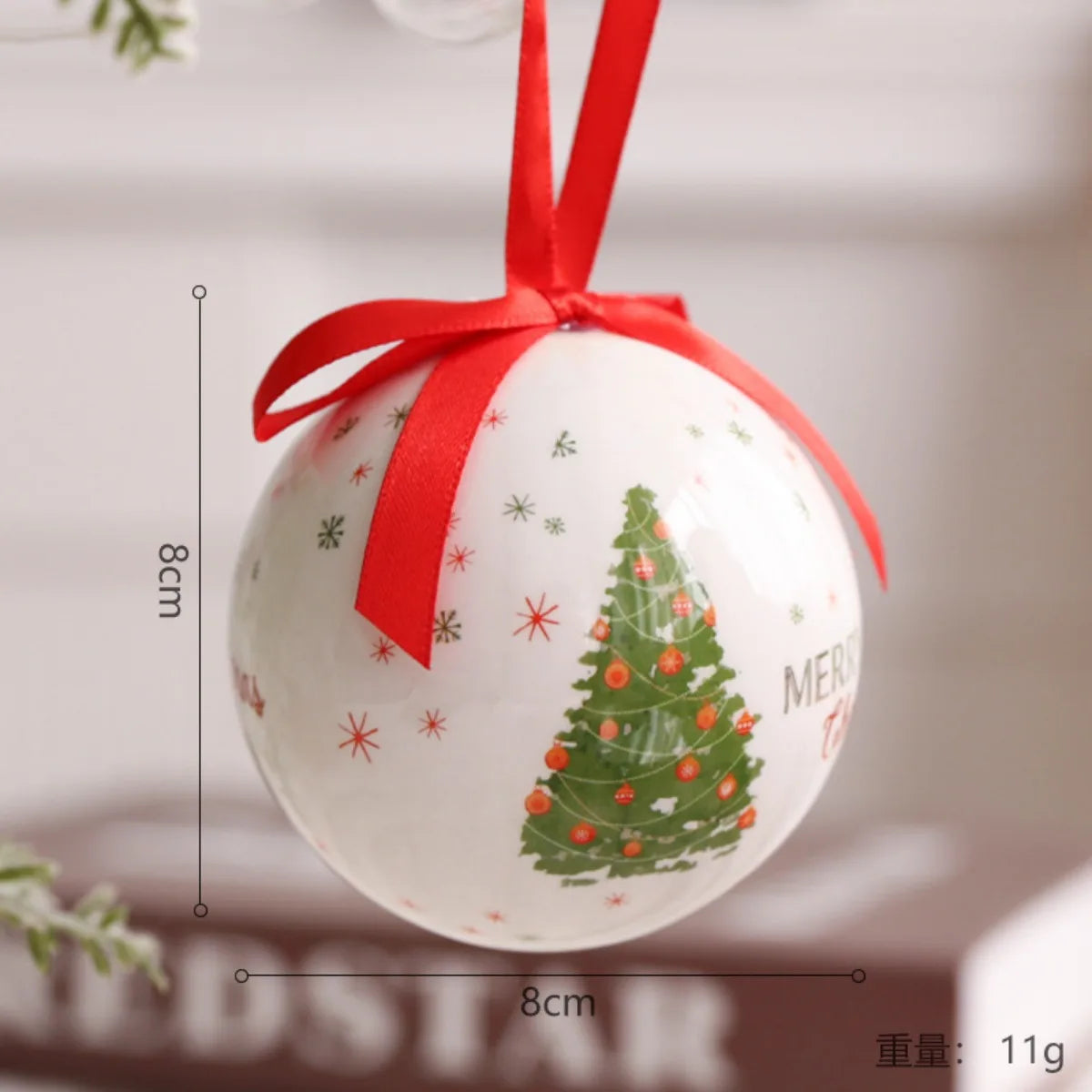 8cm 1pc Christmas Ball Decoration Xmas Tree Ornaments Pendant Elk Santa Snowman Pattern Hanging Balls Home New Year Gift Navidad