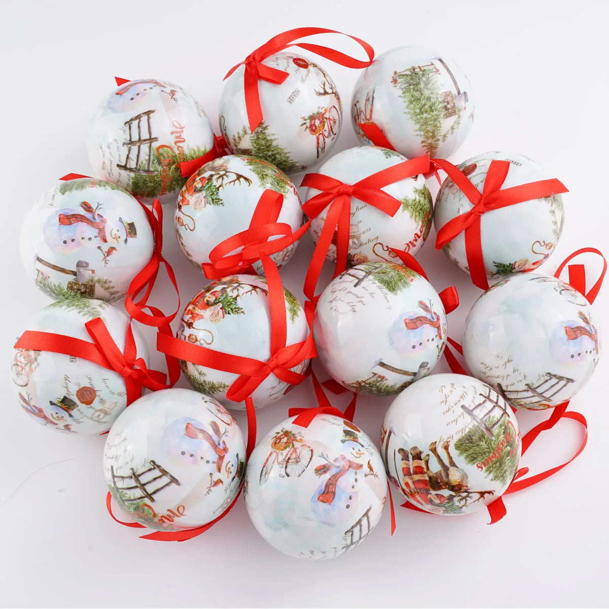 8cm 1pc Christmas Ball Decoration Xmas Tree Ornaments Pendant Elk Santa Snowman Pattern Hanging Balls Home New Year Gift Navidad
