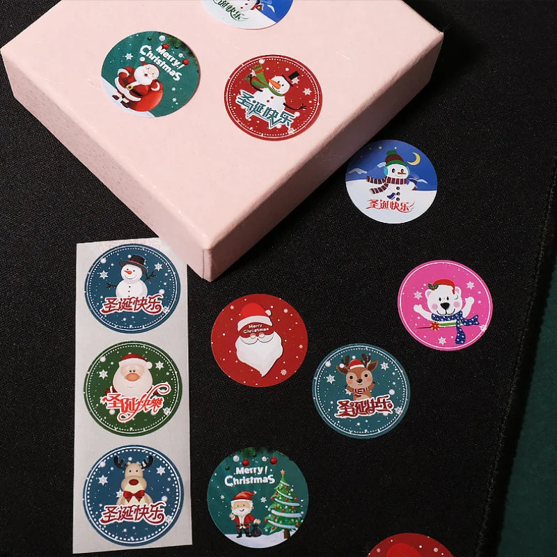 100-500Pcs Merry Christmas Stickers Christmas Theme Seal Labels Stickers For DIY Gift Baking Package Envelope Stationery Decor