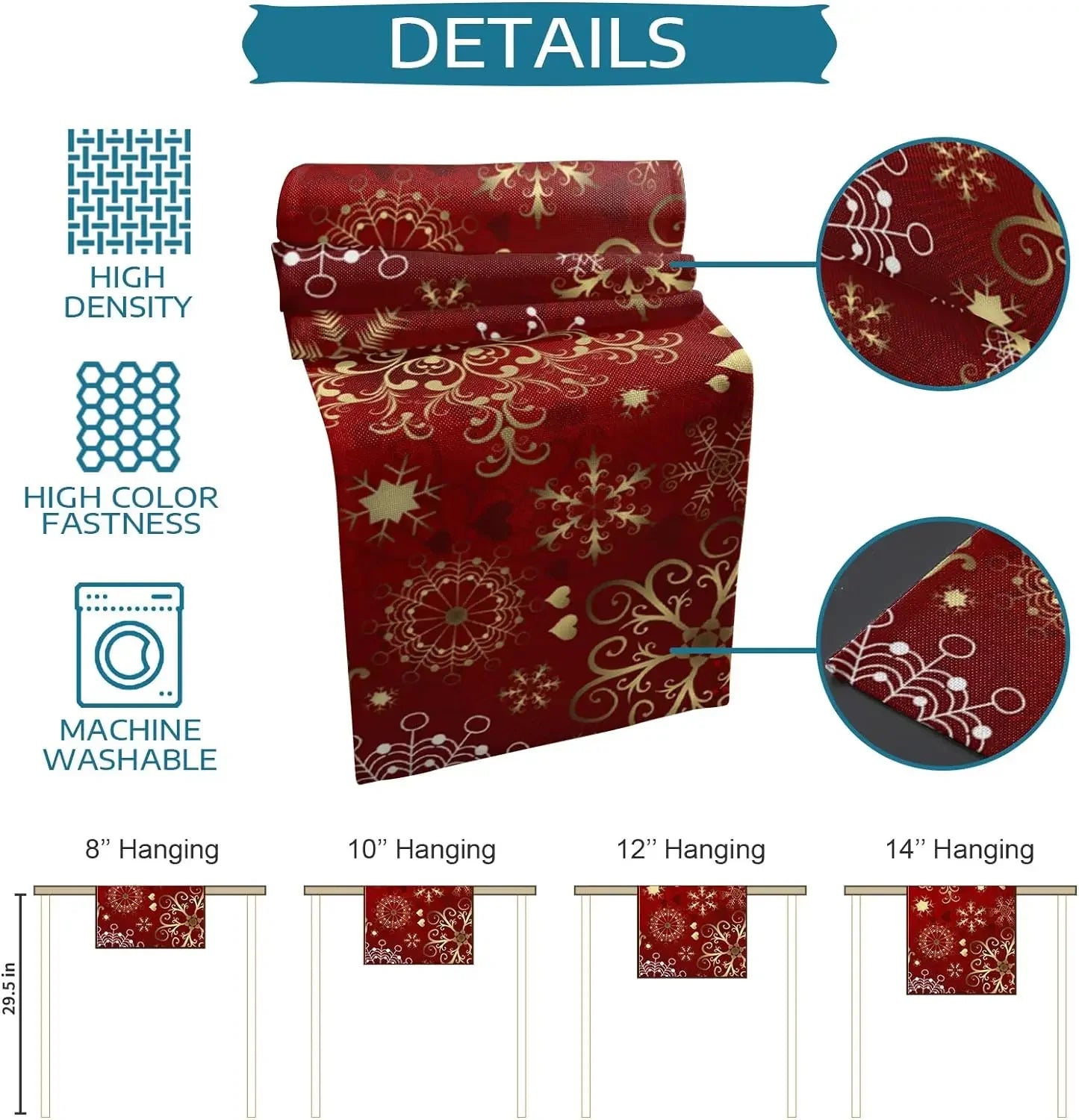Christmas Snowflake Texture Linen Table Runners Dresser Scarves Decor Winter Xmas Dining Table Runners Navidad Decorations 2025