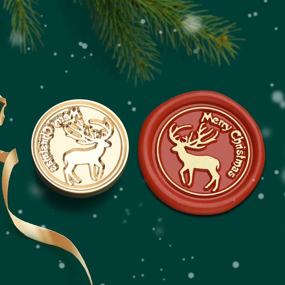 Christmas Series Wax Seal Stamps Vintage Merry Christmas Tree Snowflake Head For DIY Festival Gift Wrapping Cards Scrapbooking