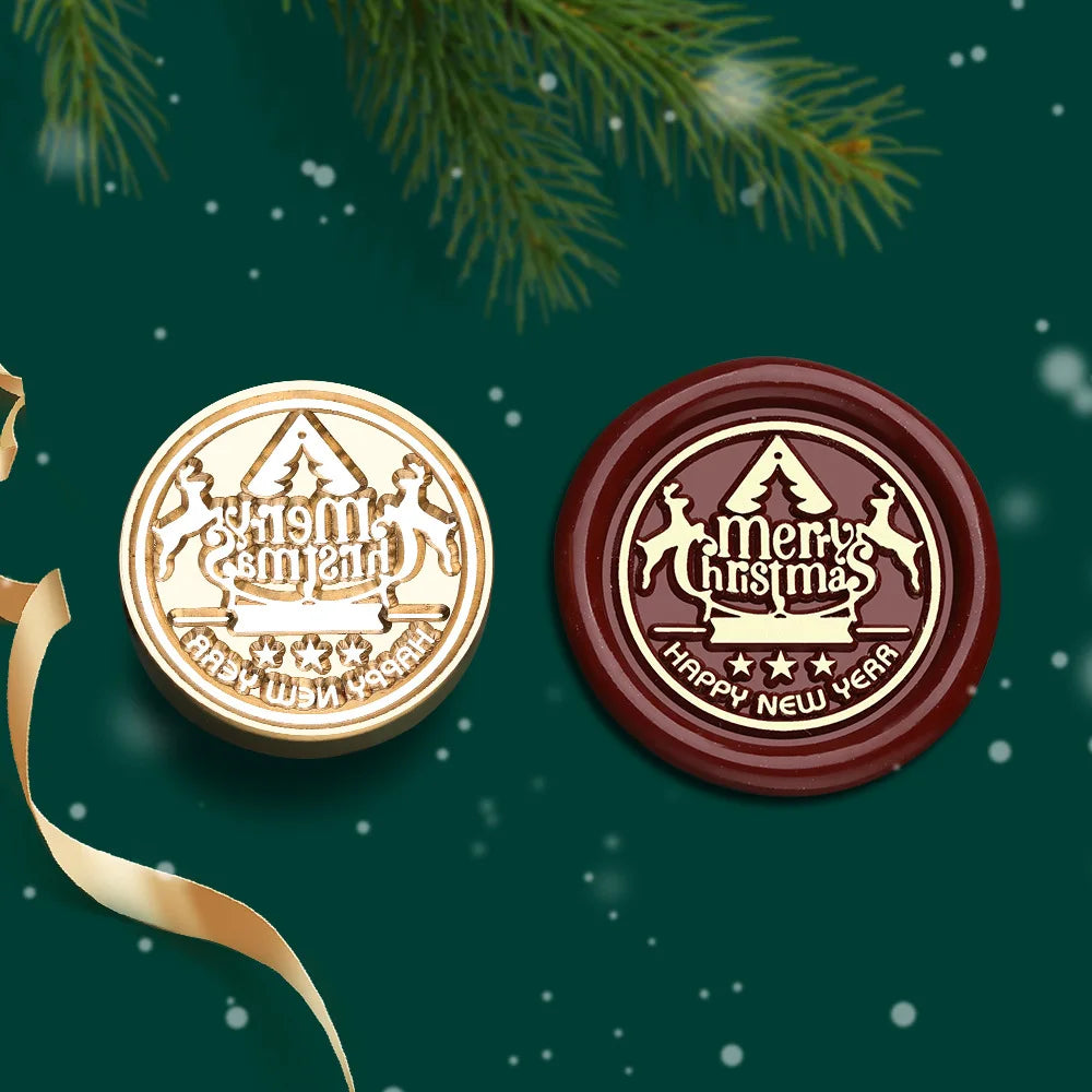 Christmas Series Wax Seal Stamps Vintage Merry Christmas Tree Snowflake Head For DIY Festival Gift Wrapping Cards Scrapbooking