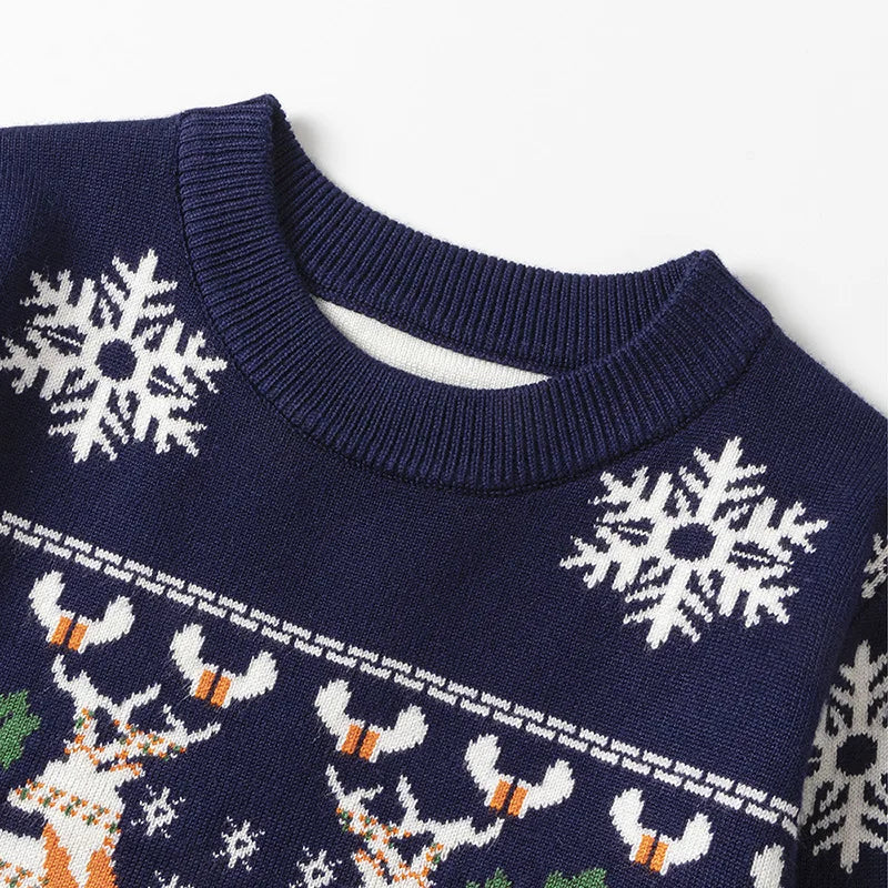 2024 Christmas Sweatshirts Winter Boy Girl Print Knit Sweater Pullover Cotton Clothes Autumn Kids Slouchy Soft Clothing Knitwear