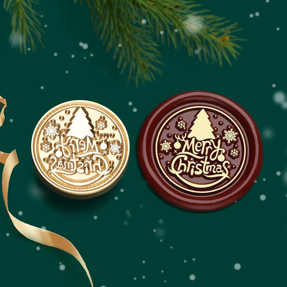 Christmas Series Wax Seal Stamps Vintage Merry Christmas Tree Snowflake Head For DIY Festival Gift Wrapping Cards Scrapbooking