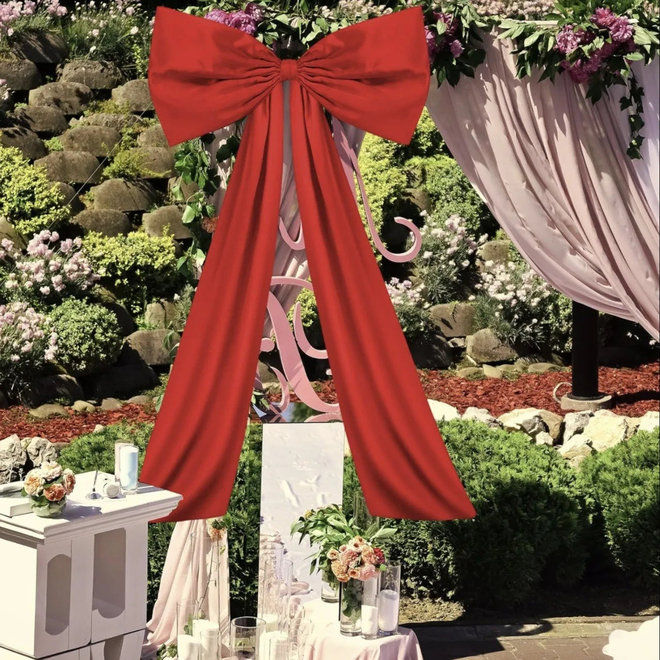Large Bow Themed Party Decorations Christmas Tree Topper Bow Ribbon for Christmas Wedding Birthday Party Wall Pendant Decor 1PC