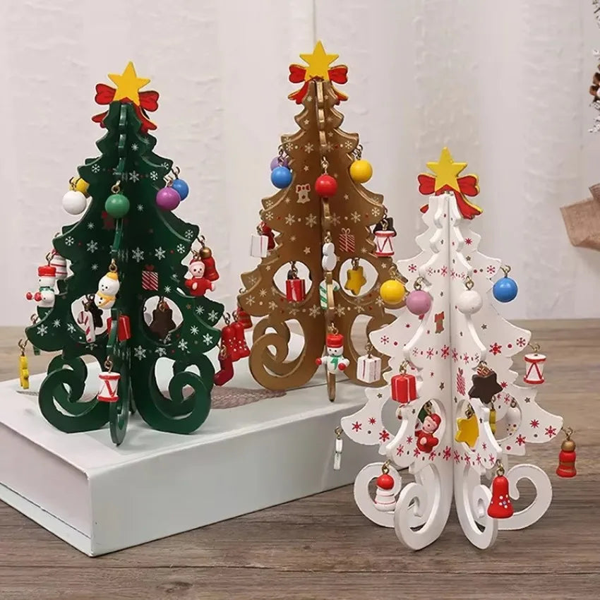 Wooden Christmas Tree Decorations Christmas Ornaments Home Desktop Party Christmas Decor Christmas New Year Children's Gifts