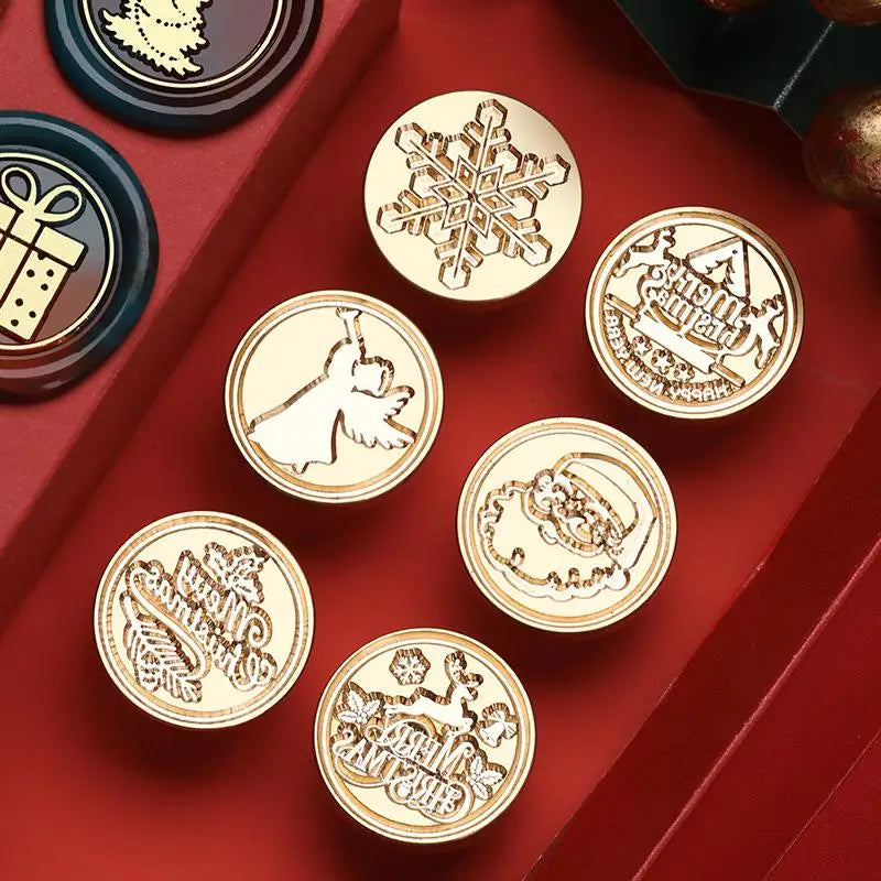Christmas Series Wax Seal Stamps Vintage Merry Christmas Tree Snowflake Head For DIY Festival Gift Wrapping Cards Scrapbooking