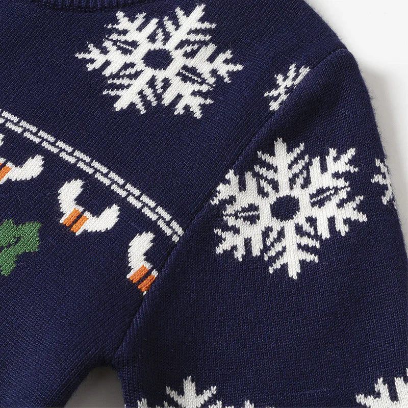2024 Christmas Sweatshirts Winter Boy Girl Print Knit Sweater Pullover Cotton Clothes Autumn Kids Slouchy Soft Clothing Knitwear