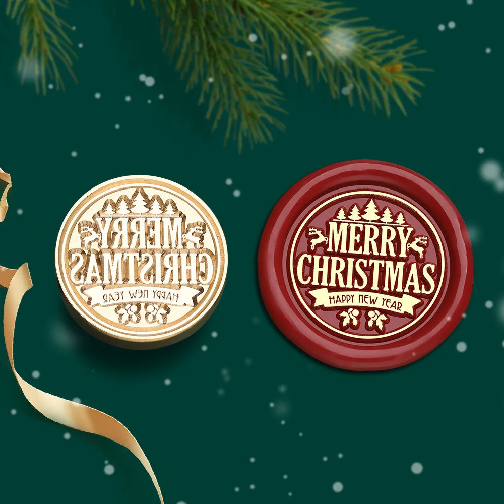 Christmas Series Wax Seal Stamps Vintage Merry Christmas Tree Snowflake Head For DIY Festival Gift Wrapping Cards Scrapbooking