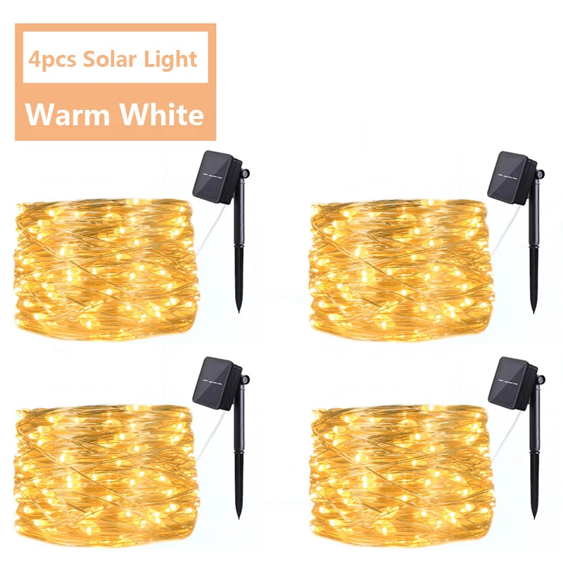 LED Fairy String Lights Waterproof Outdoor Garland Solar Power Holiday Christmas Lamp For Garden Party Tree Decoration