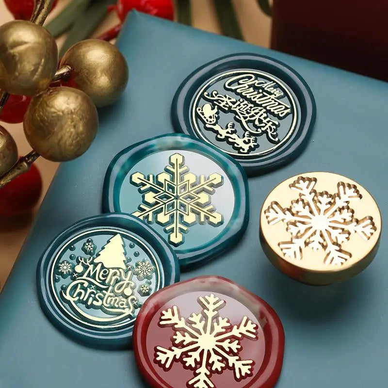 Christmas Series Wax Seal Stamps Vintage Merry Christmas Tree Snowflake Head For DIY Festival Gift Wrapping Cards Scrapbooking