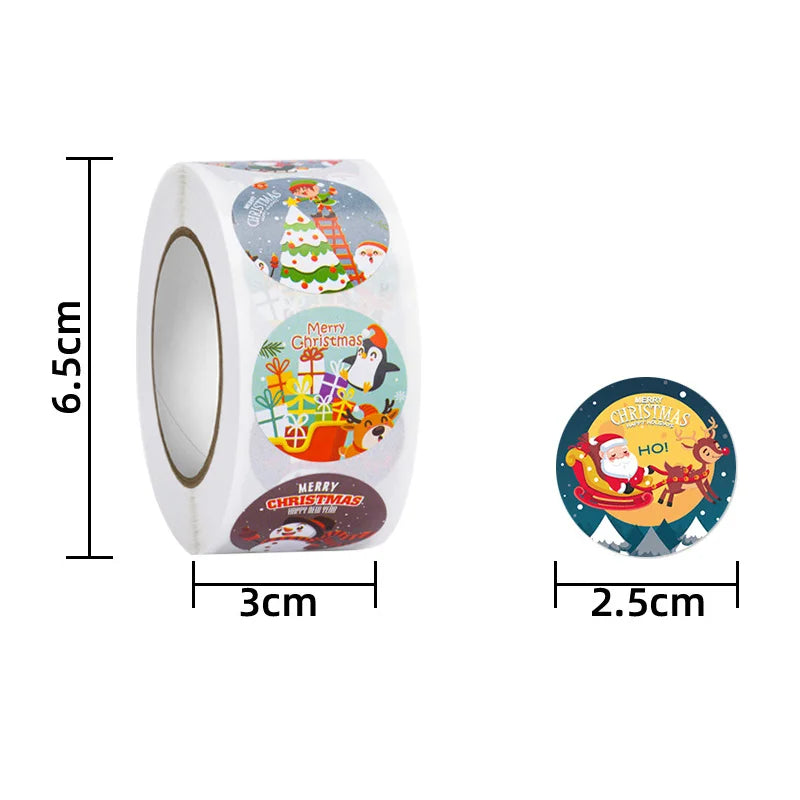 100-500Pcs Merry Christmas Stickers Christmas Theme Seal Labels Stickers For DIY Gift Baking Package Envelope Stationery Decor