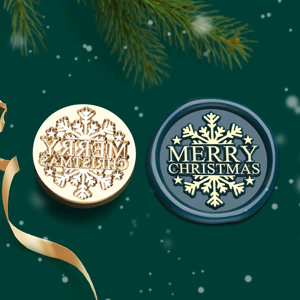 Christmas Series Wax Seal Stamps Vintage Merry Christmas Tree Snowflake Head For DIY Festival Gift Wrapping Cards Scrapbooking