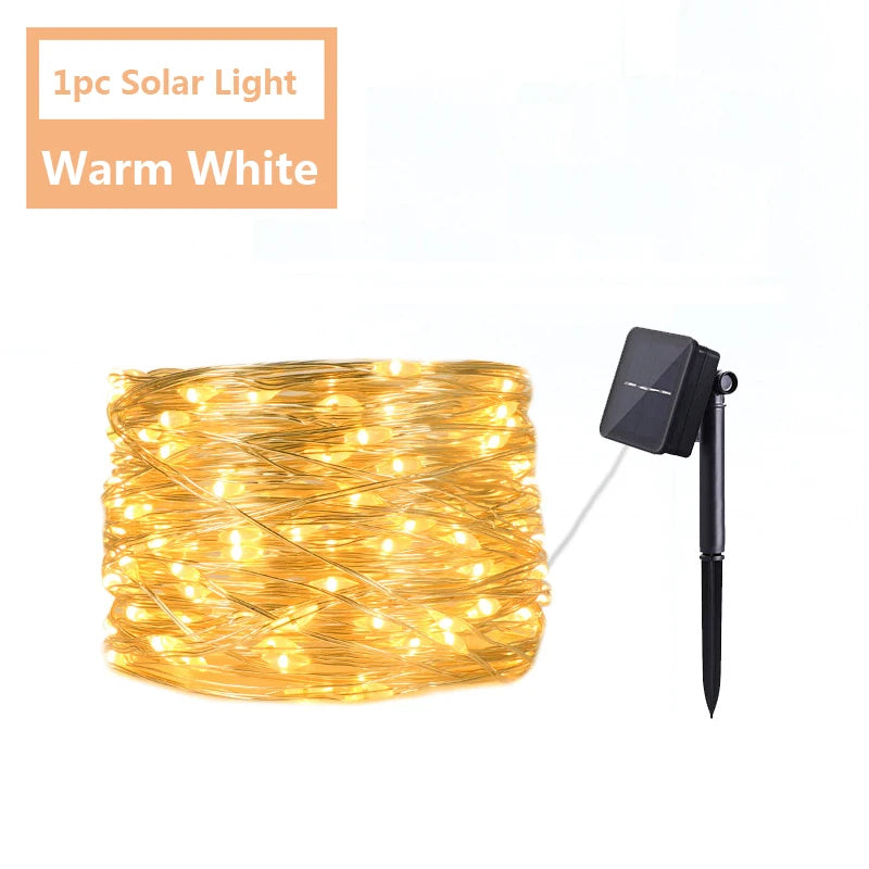LED Fairy String Lights Waterproof Outdoor Garland Solar Power Holiday Christmas Lamp For Garden Party Tree Decoration
