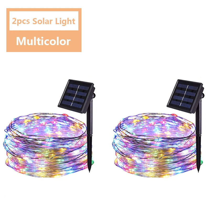 LED Fairy String Lights Waterproof Outdoor Garland Solar Power Holiday Christmas Lamp For Garden Party Tree Decoration