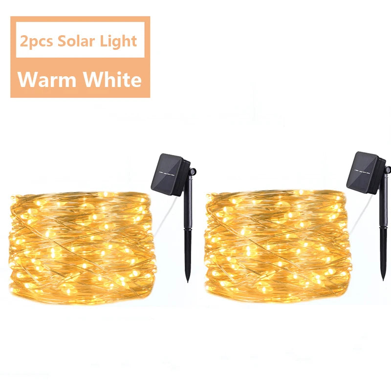 LED Fairy String Lights Waterproof Outdoor Garland Solar Power Holiday Christmas Lamp For Garden Party Tree Decoration