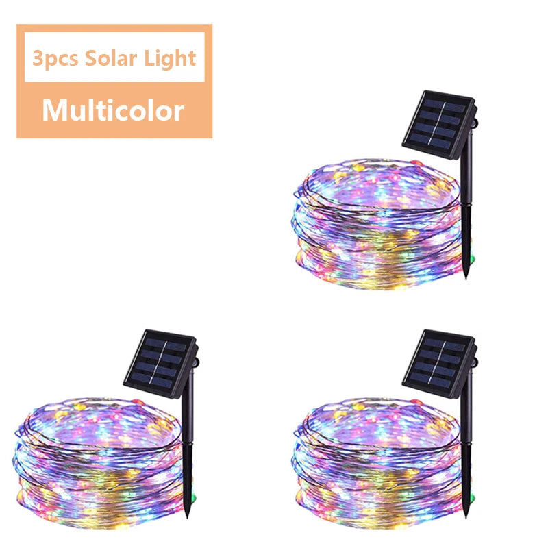 LED Fairy String Lights Waterproof Outdoor Garland Solar Power Holiday Christmas Lamp For Garden Party Tree Decoration