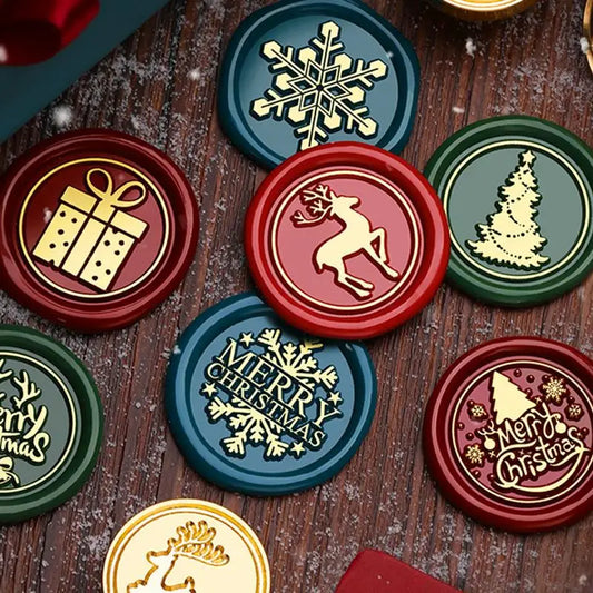 Christmas Series Wax Seal Stamps Vintage Merry Christmas Tree Snowflake Head For DIY Festival Gift Wrapping Cards Scrapbooking